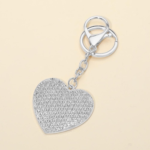 Gold or Silver Heart Keychain/Bag Charm NWT - Picture 3 of 3